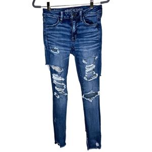 American Eagle Outfitters Distressed Next Level Stretch X Jegging Crop Jeans